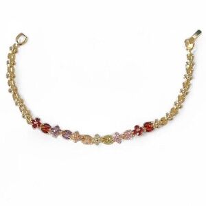 18K Gold Plated Multi-Colored Flower Bracelet - NWOT